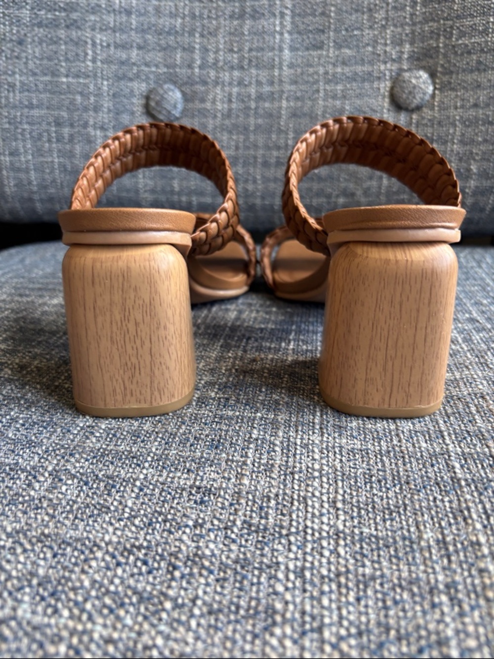 Braided Double-Strap Tan Block Heel Mule 6.5 - Picture 5 of 9